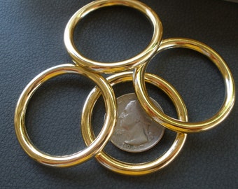 Gold color metal O rings Round 33MM 1.25" opening 43mm buckle 4 pieces purse strap embellish macrame altered art supply