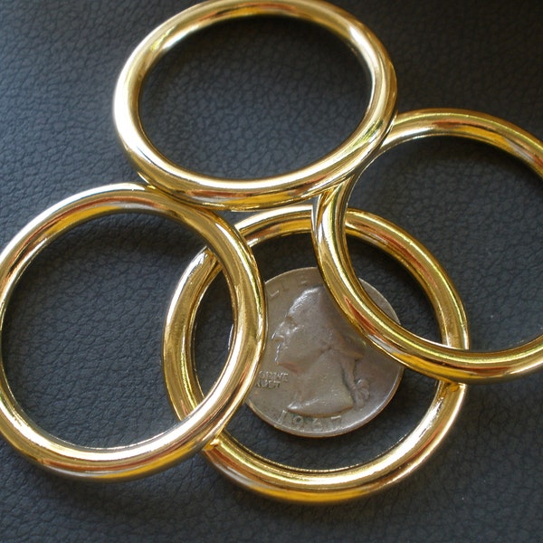 Gold color metal O rings Round 33MM 1.25" opening 43mm buckle 4 pieces purse strap embellish macrame altered art supply