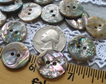 20MM Abalone Shell Buttons Natural 13/16" 32L Pearly Rainbow MOP sewing 2 hole sew on large holes thick wavy