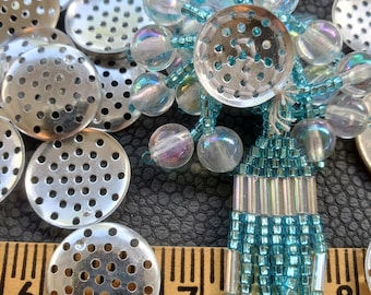 18mm Round Perforated Discs 24pcs DIY silver tone metal color jewelry supply findings embroidery beading blanks glue or sew buttons beads