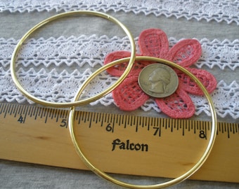 Extra Large 83MM OD / 77MM ID Light Gold color metal O rings Round 3 inch opening non-welded buckle purse strap embellish macrame 2 O-rings