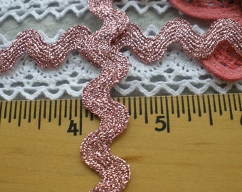 Large 14MM Pink Metallic Rick Rack 9/16" Lurex Sewing Crafts Scrapbooking Ric Rac Wedding Bridal Bag paper tag supply 7mm ribbon rosy