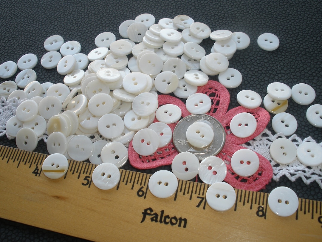 100 Thick Freshwater Shell MOP Buttons Bright Pearl Milk White 20L 1/2 ...