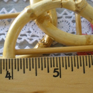 Natural Bamboo Wood Round Buckle Scarf Slide 2 48mm to 50MM ribbon slider 65MM to 70mm tri-glide fashion embellish knit crochet t-shirt image 4