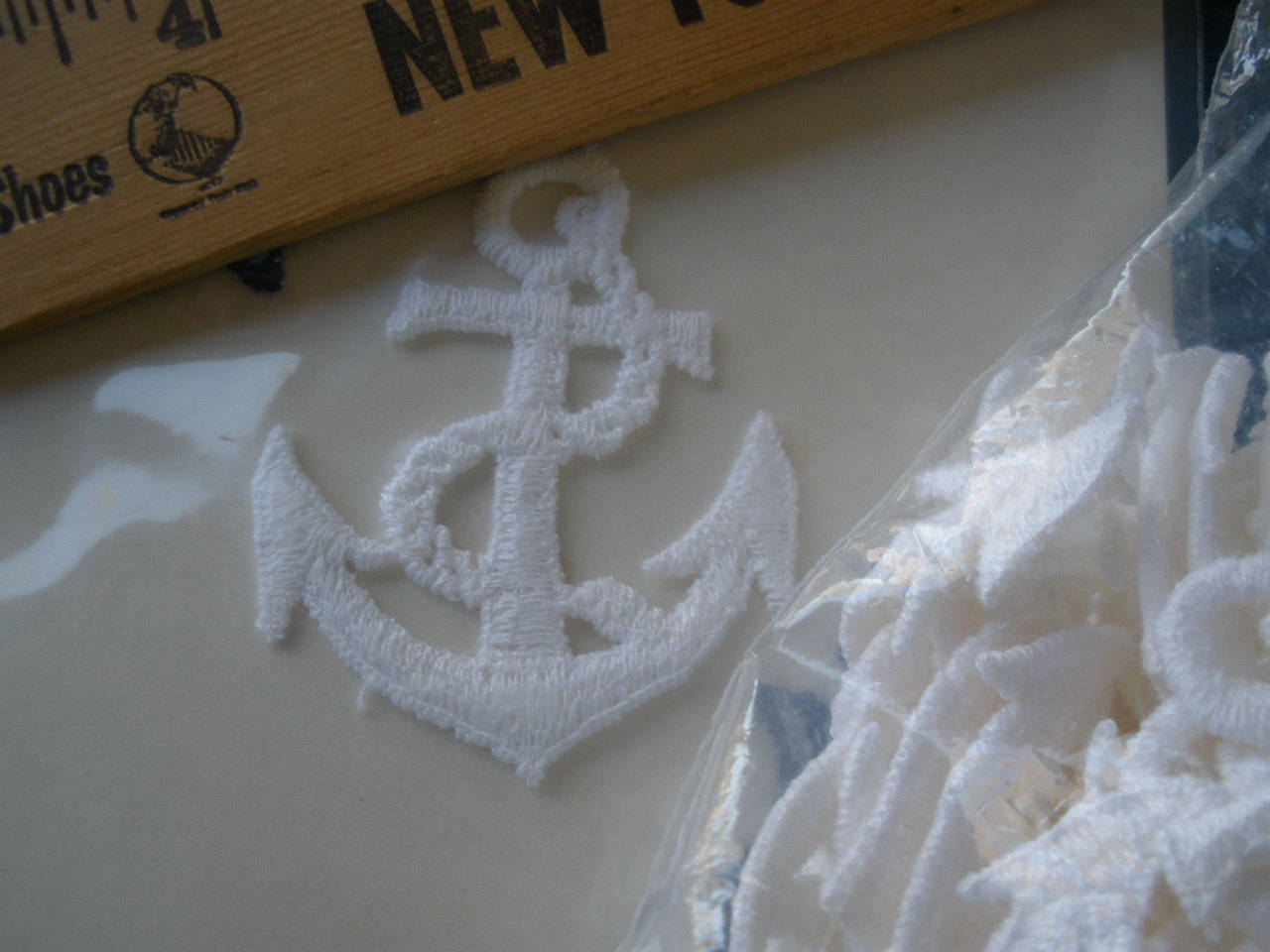 White Anchor & Rope Appliques Sew-on 6 Pcs Schiffli Embroidery Nautical ...