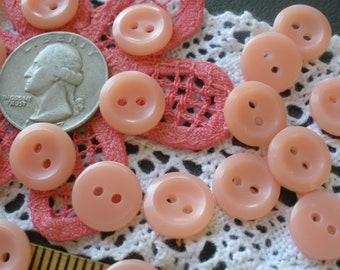 24 pcs Cool Vintage Matte Light Pink Plastic Buttons 1/2" (13MM) Size 20L concave 2 hole sew-on flat back dolls clothes jewelry clasp crafts