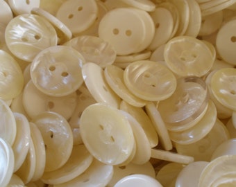 Cool Vintage Pearly Cream & White Buttons Craft 11/16" (18MM 28L) Plastic Pearlescent 2 hole sew on 24 pieces crafts pearly bulk