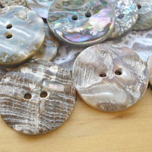 25MM Abalone Shell Buttons Natural 1 inch 40L Pearly Rainbow MOP sewing 2 hole sew on large holes thick wavy image 7