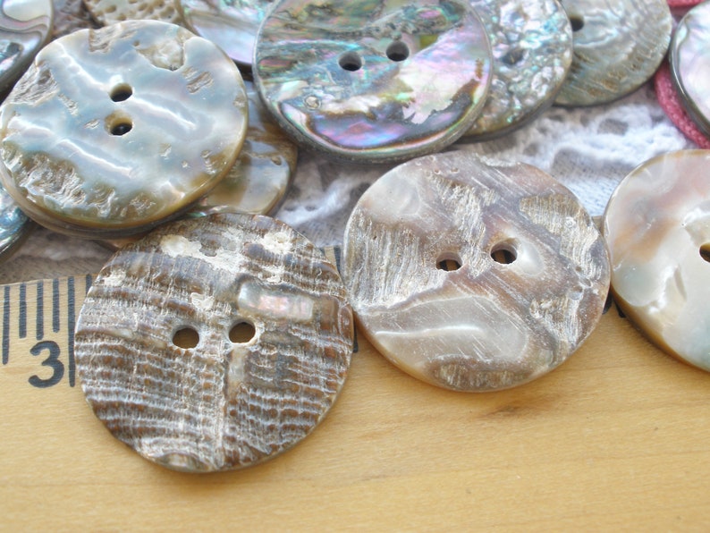 25MM Abalone Shell Buttons Natural 1 inch 40L Pearly Rainbow MOP sewing 2 hole sew on large holes thick wavy image 7