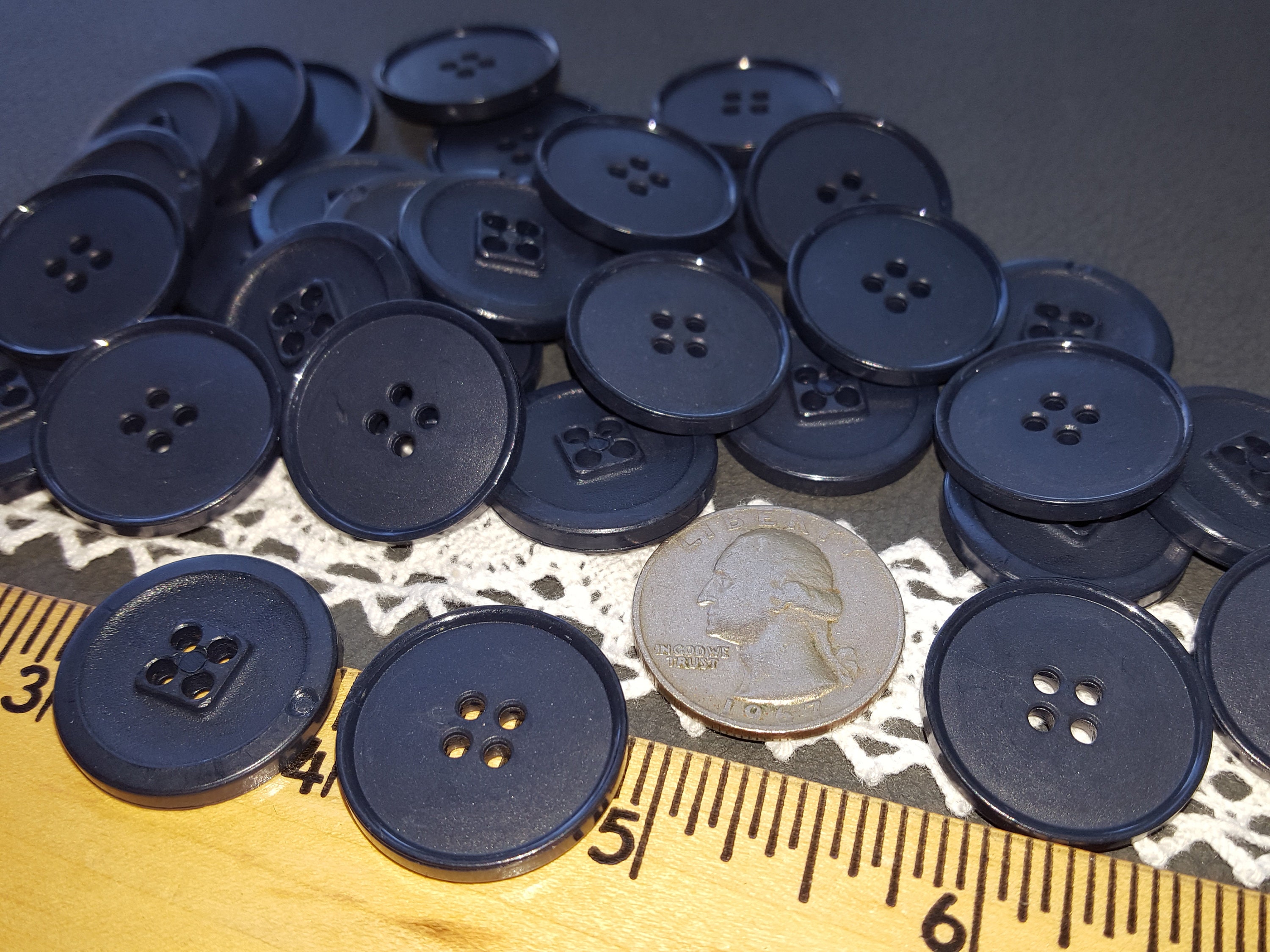 22MM Basic Blue Buttons Matte Plastic Shiny Rim 36L Ear Saver | Etsy