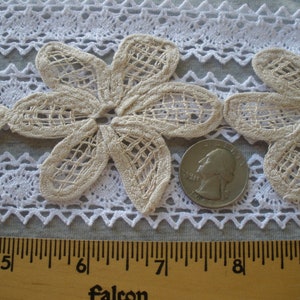 Beige cotton Linen color Flower Daisy chain tape Lace 2.75 wide by 3 applique retro 70mm insert edging embellishment wedding bridal boho image 7