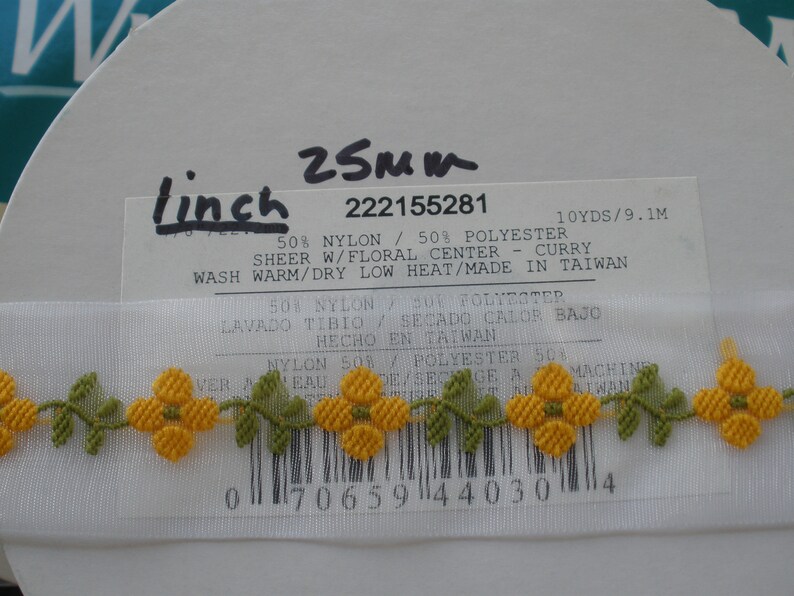 Wright Ribbon 1 Inch Sheer Organza Ribbon With Floral Center Curry Yellow 10 Yards 9. ...