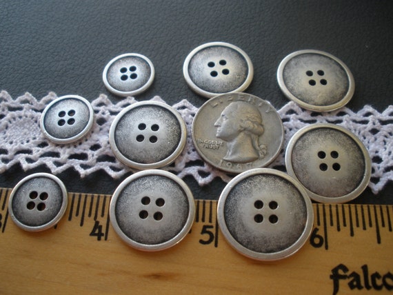 14170 - Antique Silver, Cast Metal Coat and Overcoat Button, 1-1/8