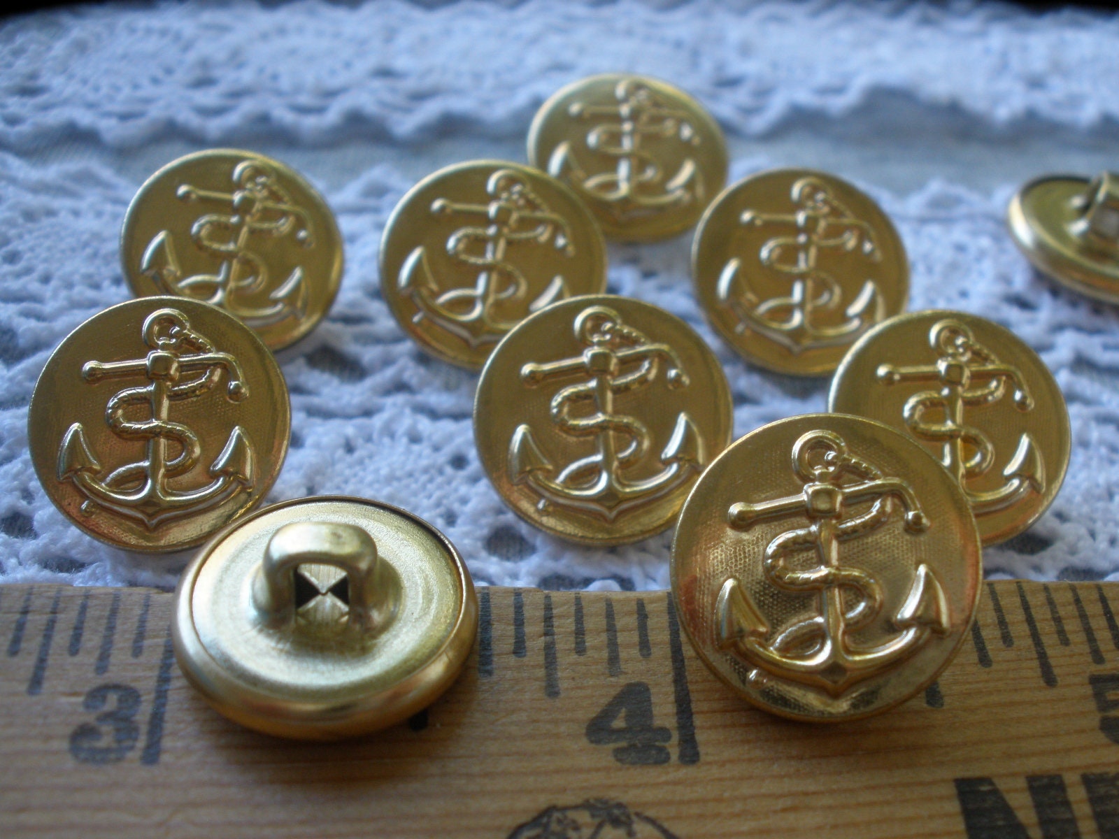 Brass Anchor & rope hollow metal shank buttons size 24L Etsy