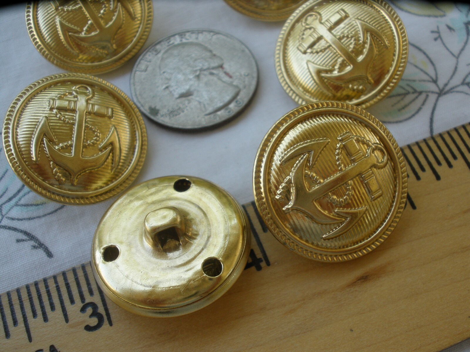 Brass Anchor & rope hollow metal shank buttons size 40L 1 | Etsy
