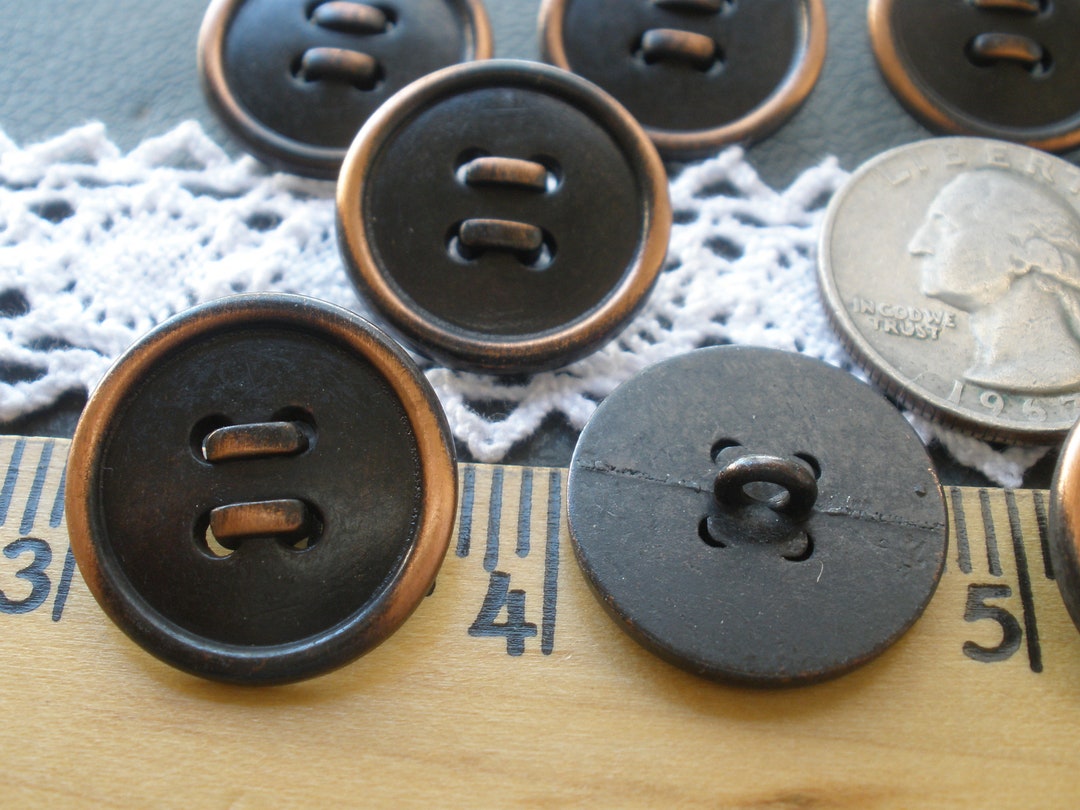 Dark Brown & Copper Color Metal Shank Buttons 32L (13/16