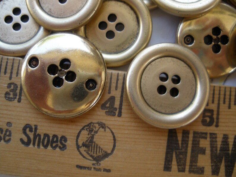 21MM Antique Matte Gold Buttons Metallic plastic 4 hole sew on rustic sewing coats crafts knit crochet rustic retro 12 piece lots image 5