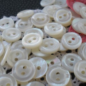 11MM Wide Rim Real Shell Buttons Pearly White Carved MOP 18L 2 Hole Sew ...