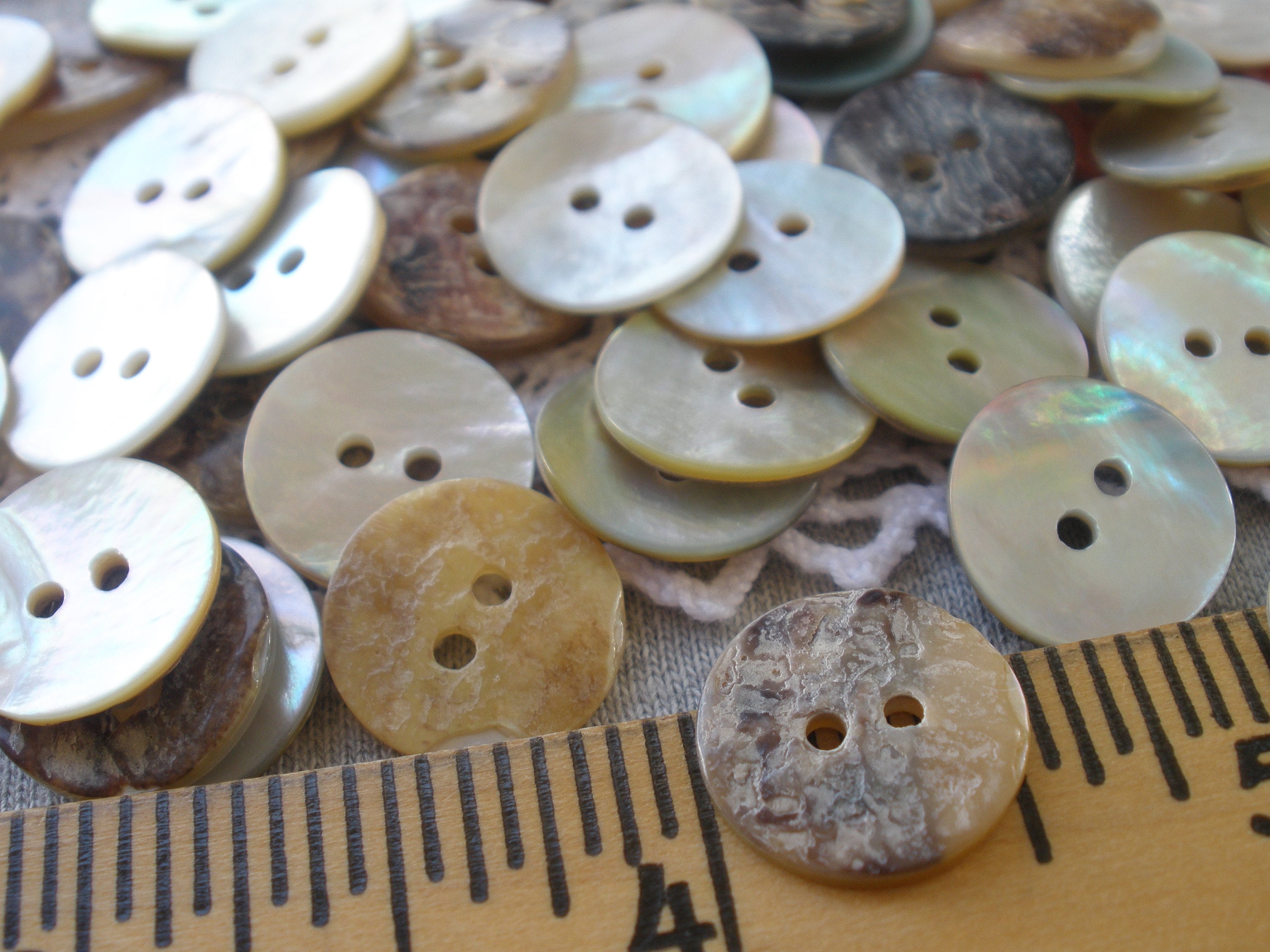 Real Shell Button Color 1 Gross 14MM Real Shell Buttons Natural MOP 22L 9/16