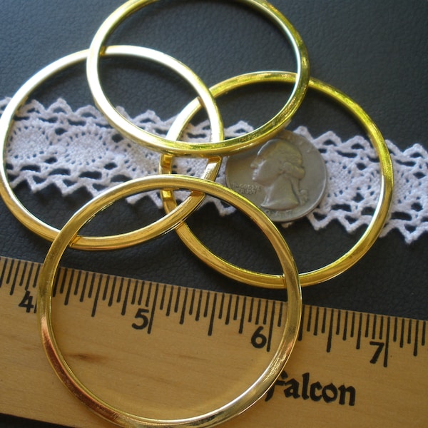 50MM ID 56MM OD metal flat O rings Gold Color Round 2" opening O-ring buckle 2 pieces purse strap Macrame ring altered art supply