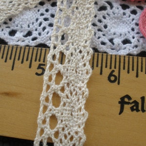 Natural Beige Color Cotton Cluny Lace 15MM to 16MM wide 5/8" Trim 5 or 10 yard cuts Vintage look lace scalloped edge retro classic shape