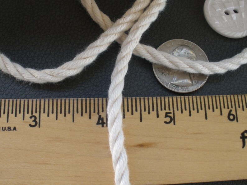 Macrame Cord Natural Color Cotton 3 Strand Twist Rope 14 DRAWSTRING 3-ply twisted 6MM cord 144 yards spool
