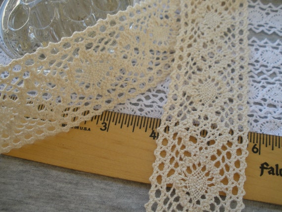 Beige Cotton Cluny lace 1.75 wide trim picot edge | Etsy