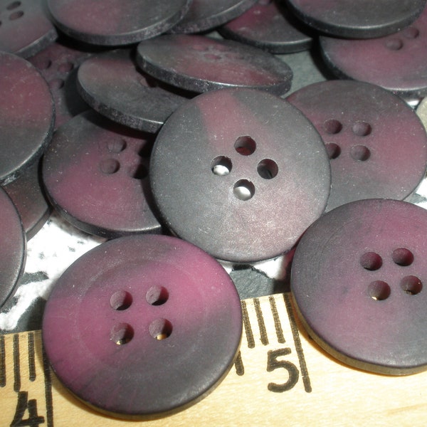 20MM Dark matte purple horn effect 4-hole Buttons 13/16" tapered to edge 32L sew-on sewing crafts blazer jacket cool vintage buttons