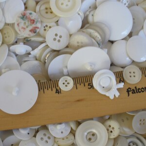 Mixed Bulk Buttons White cream shades sew on shank plastic 3 pounds 2-Hole and 4-Hole crafts clothes button frames 7/16 to 1 3/8 supply image 5