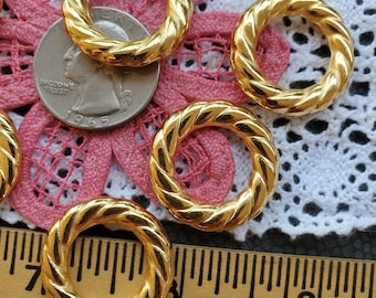 25MM OD / 15MM ID metal Gold color rope like pattern O rings Round 1" buckle 6 pcs purse strap embellishment Macrame supply strong shiny