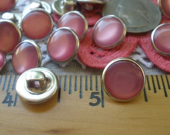 13MM Western Shirt Buttons Pink pearl snap with silver tone metal Shank 1/2" 20L pearly inset sewing crafts 12 buttons cowgirl fashion