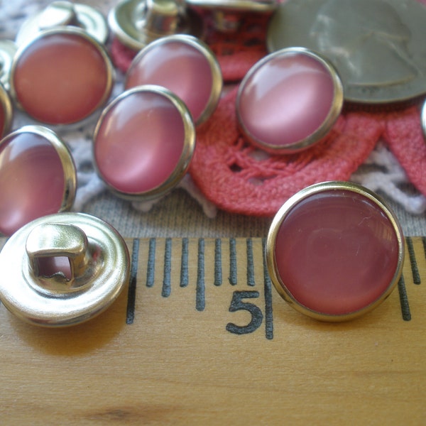 13MM Western Shirt Buttons Pink pearl snap with silver tone metal Shank 1/2" 20L pearly inset sewing crafts 12 buttons cowgirl fashion