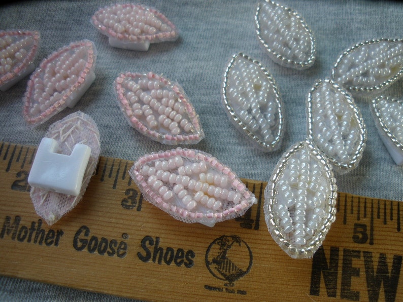 Small Beaded Applique Leaves Embellishment Seed Bead Pink or Etsy