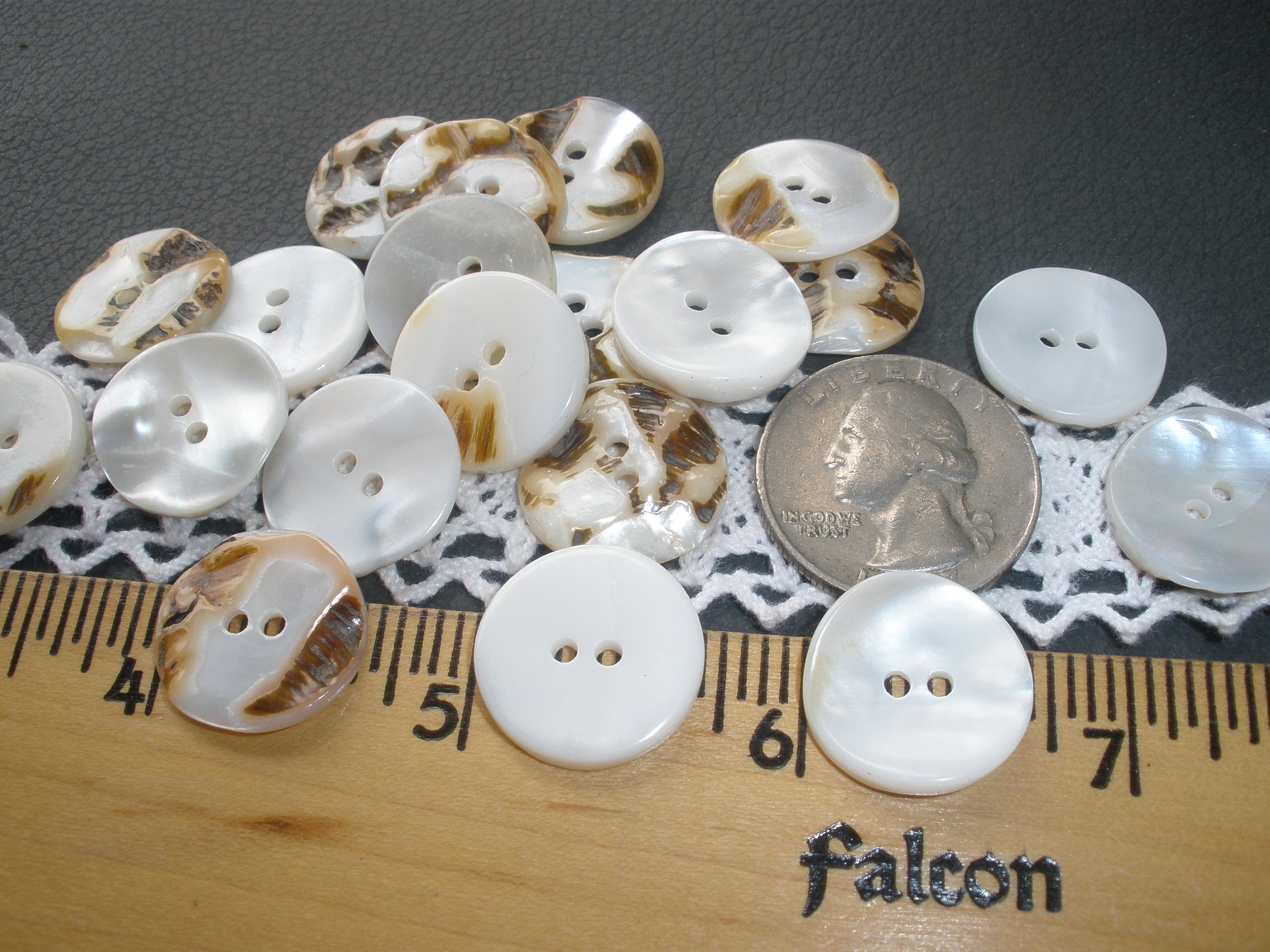 Pearly White Thick Textured Real Shell Buttons 11/16 28L | Etsy