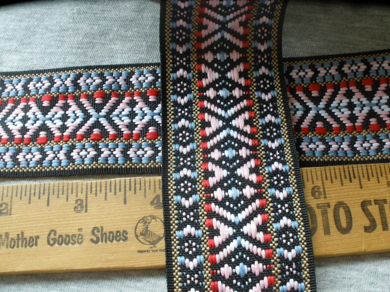 45MM Tribal reversible ribbon 1.75 pink red white gray Etsy