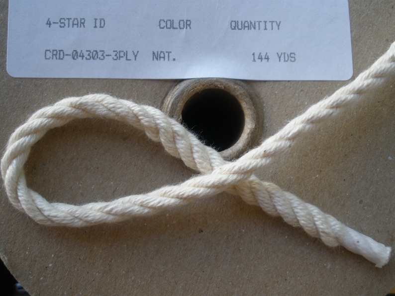Macrame Cord Natural Color Cotton 3 Strand Twist Rope 14 DRAWSTRING 3-ply twisted 6MM cord 144 yards spool
