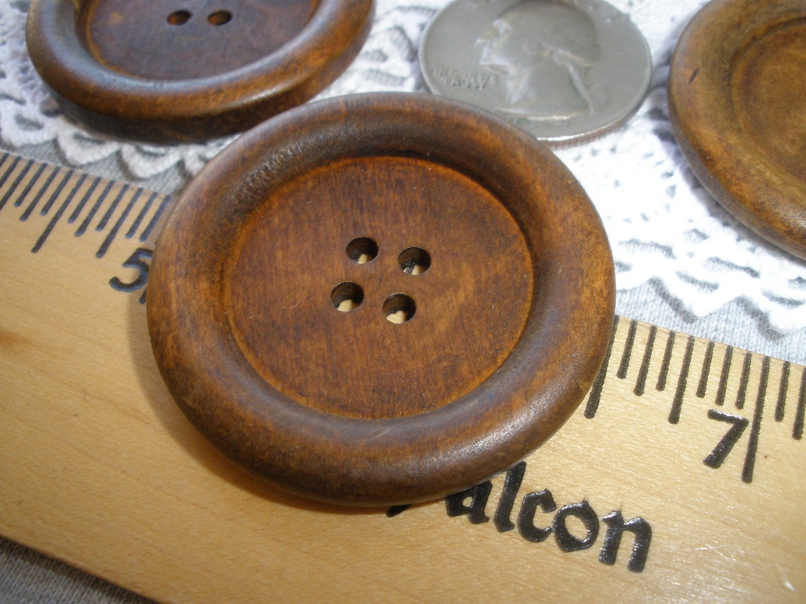 38MM Wood Coat Buttons Extra Large 1.5 60L Medium Stain Etsy