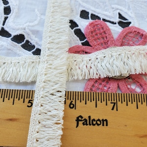 Ivory Off-white Cotton Fringe tassel trim retro 19MM 3/4&quot; wide basic brush fringe BTY yards sewing crafts costume home decor boho hippie