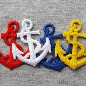 White Anchor & Rope Appliques Sew-on 6 pcs Schiffli Embroidery Nautical Craft Accent scrapbook sew glue iron on embellish t-shirt blue red