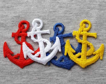 White Anchor & Rope Appliques Sew-on 6 pcs Schiffli Embroidery Nautical Craft Accent scrapbook sew glue iron on embellish t-shirt blue red