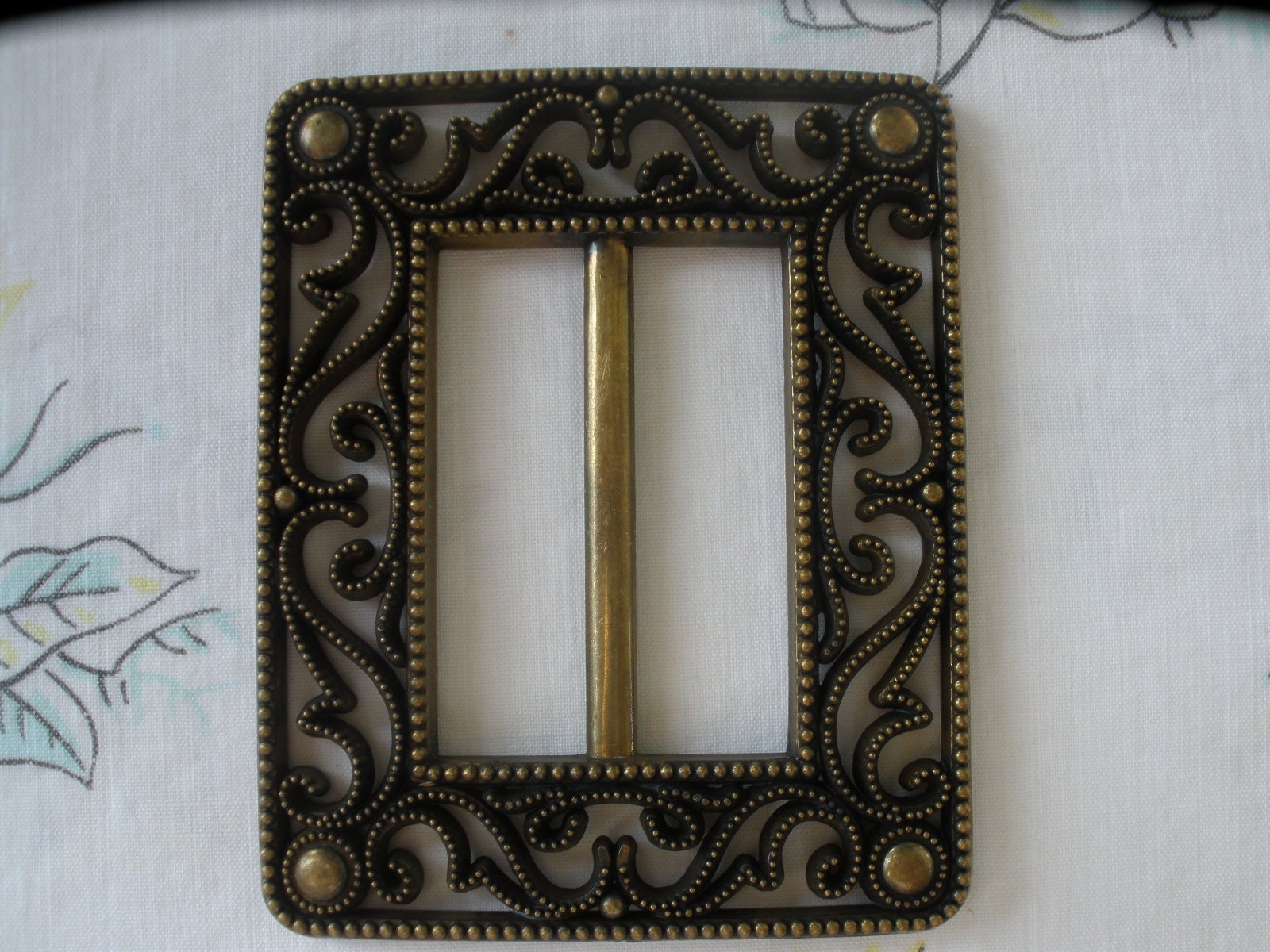 Interlocking Filigree Slider Textured Filigree Bronze Color Plastic Buckle Scarf Slide 2.25