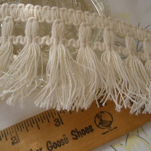 Cotton Fringe Antique White 2 1/8" wide Natural color fringe trim retro yards yardage sewing crafts costume home decor boho hippie cream