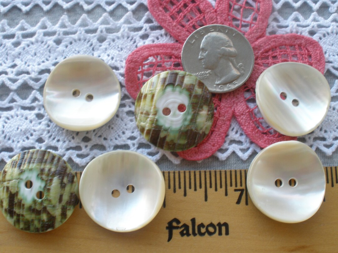 25MM Green Snail Shell Buttons Natural 1 Inch 40L Pearly Sewing 2 Hole ...