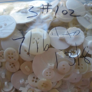 Mixed Bulk Buttons White cream shades sew on shank plastic 3 pounds 2-Hole and 4-Hole crafts clothes button frames 7/16 to 1 3/8 supply image 9