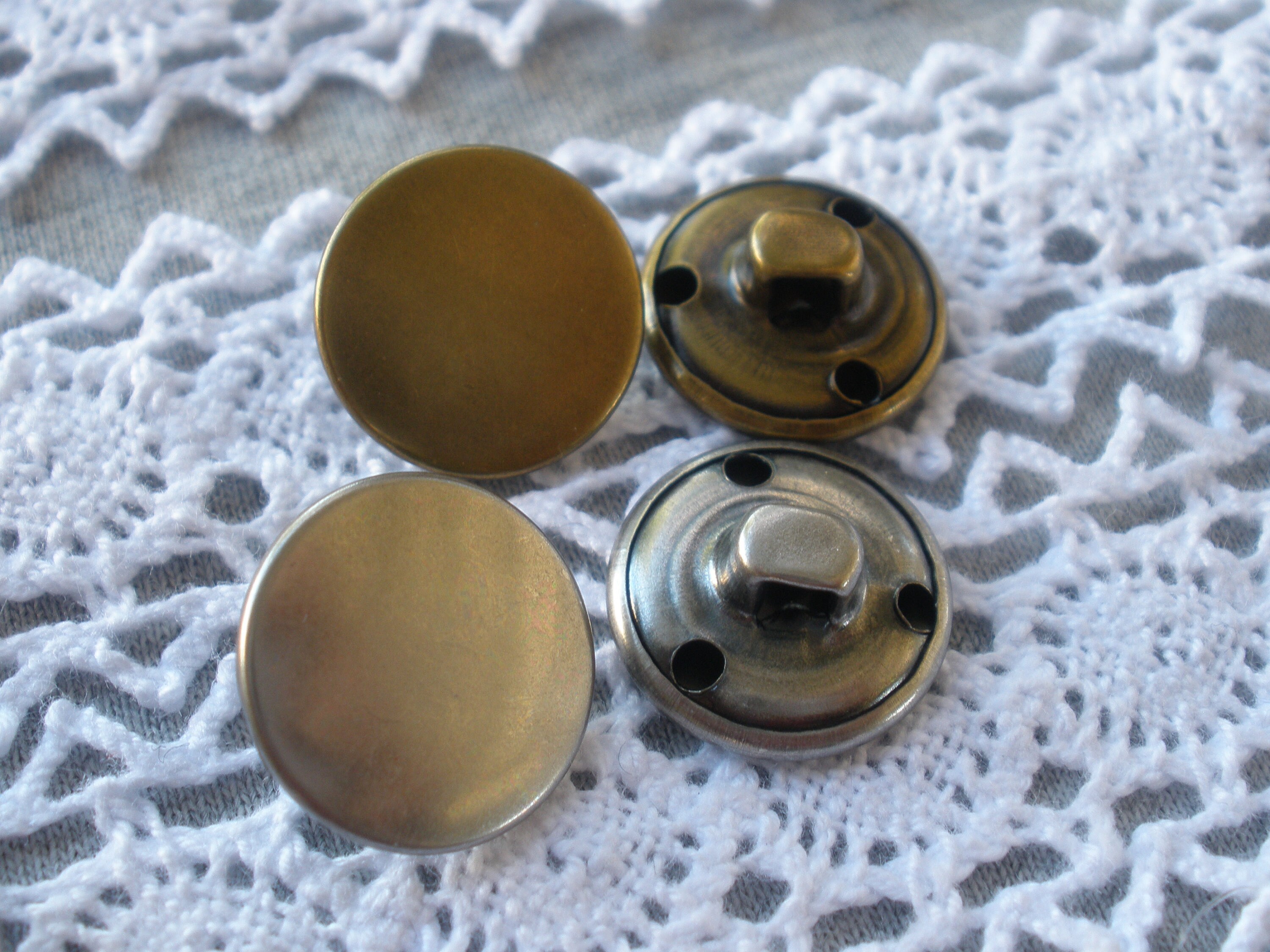 15MM Antique Silver or Bronze Shirt Buttons Flat Front Shank 