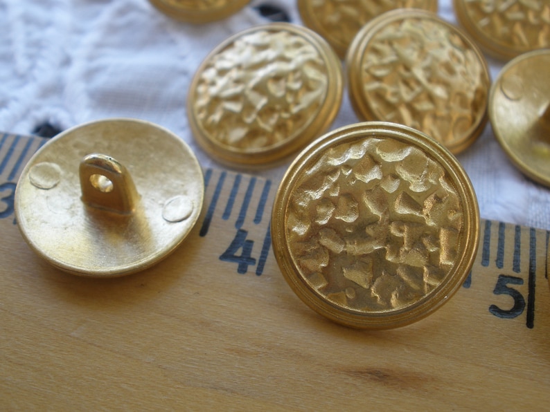 Shank Button Gold Rim Matte Gold Color Textured Metal Shank Buttons 3/4