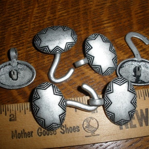 Cool Vintage Metal Button Clasp - Hook and Loop Coat Closure antique silver pewter color 1, 2 or 3 sets sew on toggle sweater frog