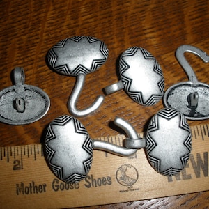 Cool Vintage Metal Button Clasp - Hook and Loop Coat Closure antique silver pewter color 1, 2 or 3 sets sew on toggle sweater frog