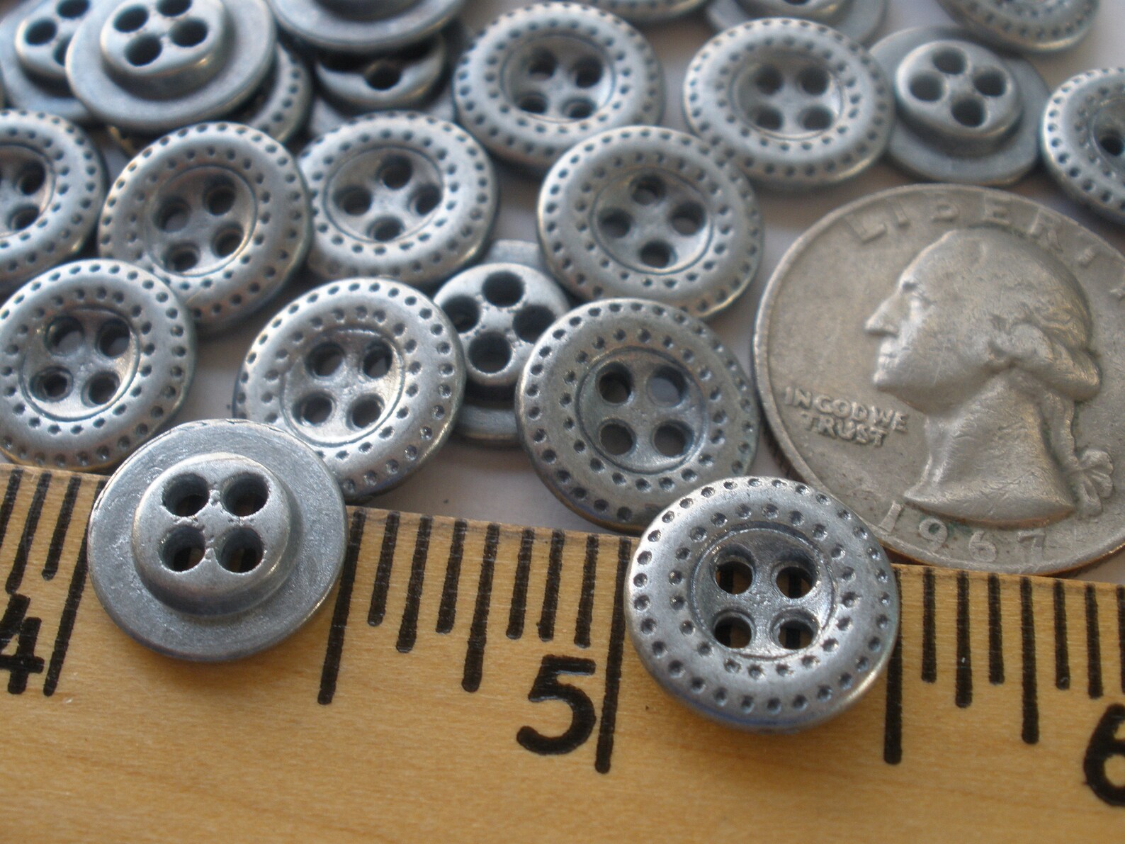 13MM metal shirt Buttons pewter stitched pattern 4hole Etsy