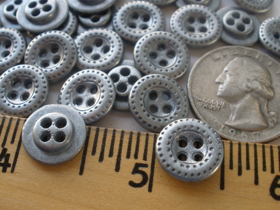Matte Antique Silver 13MM Metal Shirt Buttons 4-hole 1/2 20L 12
